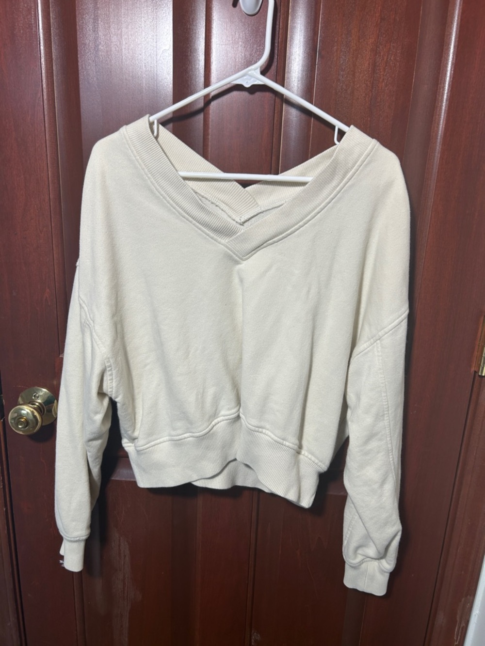 aerie Cream V-Neck Sweatshirt